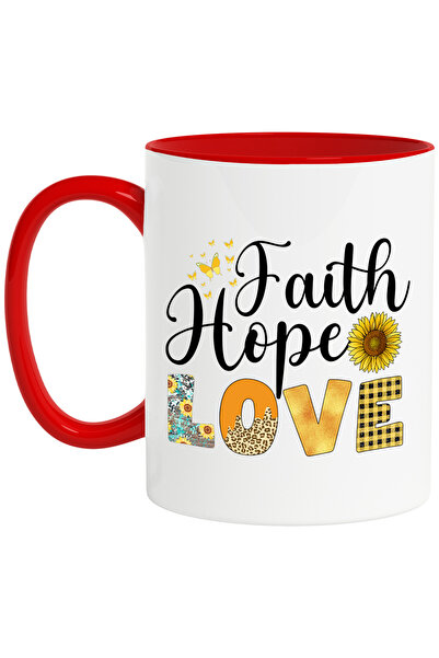 StoryGift Romania Cana cu mesajul "Faith, hope, love", ilustratie, motivation...