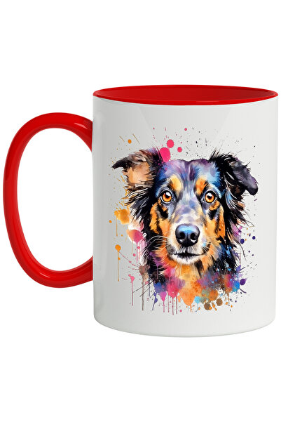 StoryGift Romania Cana Cu Catel, Rasa, Collie, Vopsea, Watercolor, Animal, Mu...