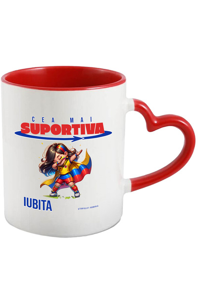StoryGift Romania Cana Cea Mai Suportiva Iubita Fan nr 1 , 330ml, Ceramica cu...