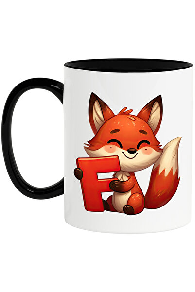 StoryGift Romania Cana cu o vulpita vesela cu litera "F", ilustratie, pentru ...