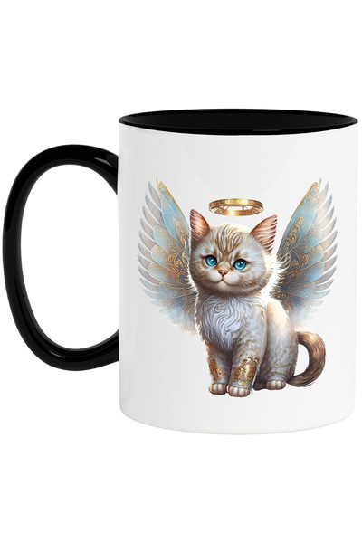 StoryGift Romania Cana cu o pisica blanoasa cu aripi | ilustratie | simboluri...