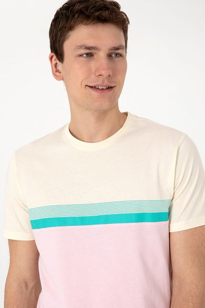 U.S. Polo Assn. Men's Regular Fit Crew Neck Light Pink T-Shirt 50306899-Vr078