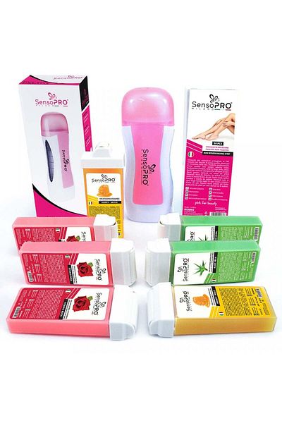 SensoPRO Milano Professional Hair Removal Kit Soft Pink Gift Wax Refill Narrow Applicator