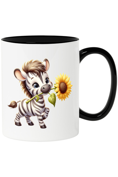 StoryGift Romania Cana cu o zebra care tine o floare | floarea-soarelui | ilu...
