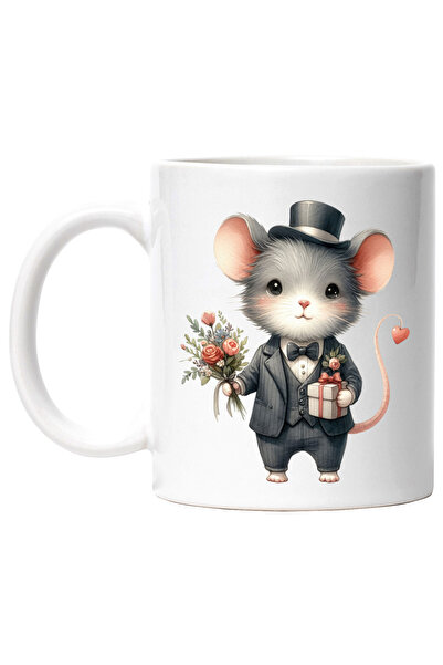 StoryGift Romania Cana cu un soarece, la costum, palarie, buchet cu flori, ca...