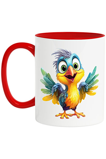 StoryGift Romania Cana cu o pasare vesela | ilustratie | pene divers colorate...