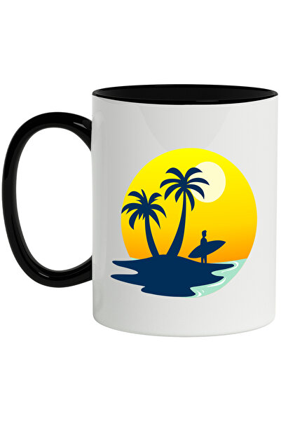 StoryGift Romania Cana Cu Insula, Apus, Surf, Palmieri, Multicolor 330 ml, Ce...