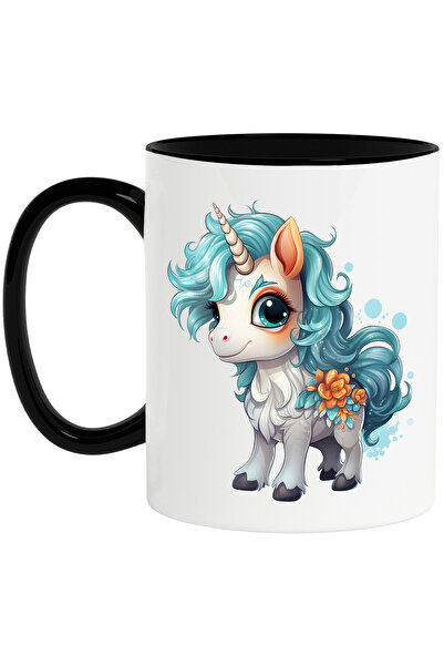 StoryGift Romania Cana cu un unicorn vesel | ilustratie | floricele portocali...