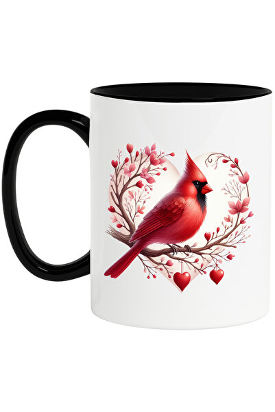 StoryGift Romania Cana cu o pasare rosie, ilustratie, inimioare, iubire, Vale...