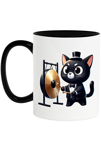 StoryGift Romania Cana cu o pisica neagra care bate la gong, ilustratie, seri...