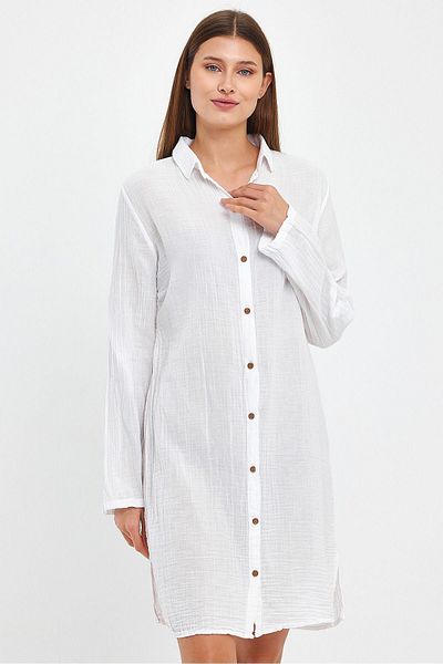 Heaven Ephesus Muslin Cotton Collared Tunic - 1060