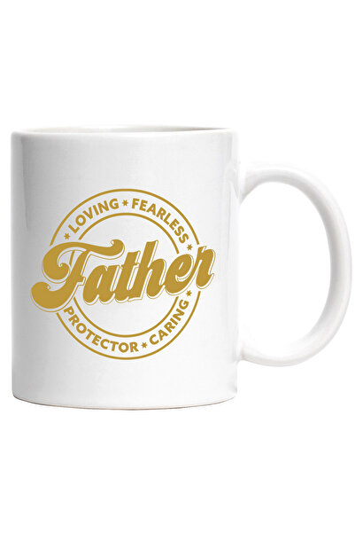 StoryGift Romania Cana cu Mesajul in Engleza Loving Fearless Protector Caring Father, Tata Iubitor, Cu Maner Alb