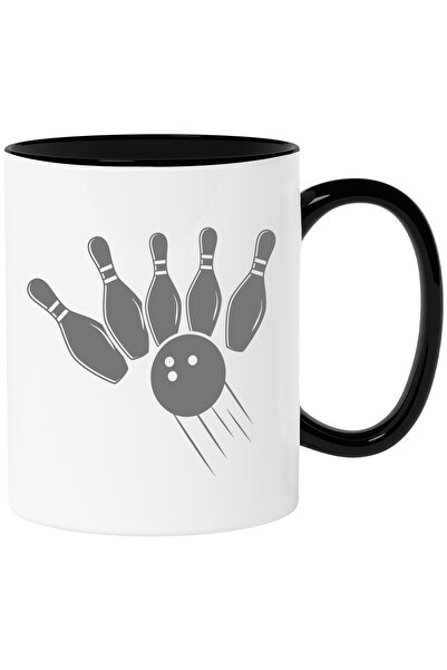 StoryGift Romania Cana cu o minge de bowling care loveste popicele cu Maner Negru, Cu Maner Negru