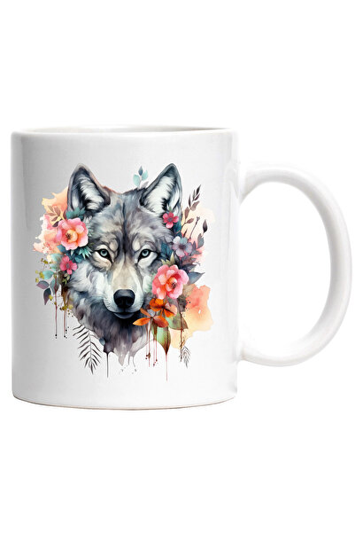 StoryGift Romania Cana cu un lup serios | ilustratie | flori | natura | plant...