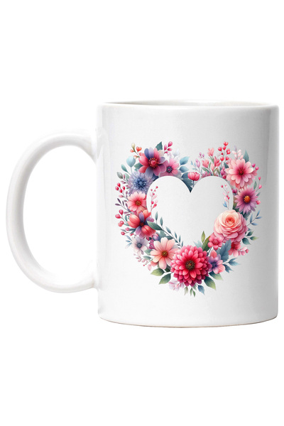StoryGift Romania Cana cu o inima facuta din flori, ilustratie, plante, trand...