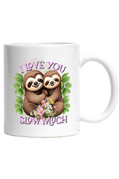 StoryGift Romania Cana cu 2 sloths/lenesi cu mesajul "I Love You Slow Much", ...