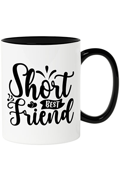 StoryGift Romania Cana cu inimioare pentru cea mai buna prietena scunda cu Maner Negru, Cu Maner Negru