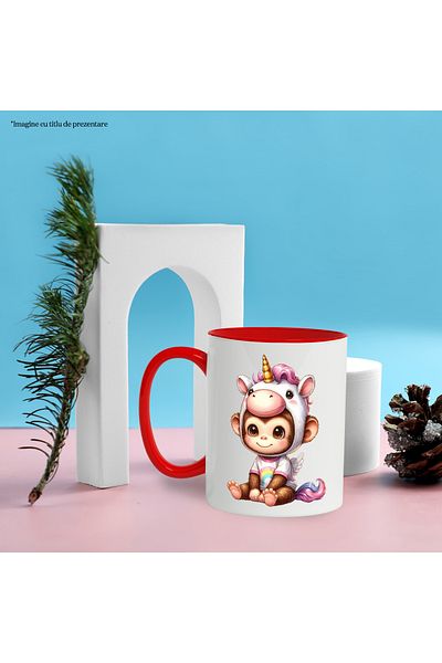 StoryGift Romania Mug with a monkey dressed as a unicorn, illustration, sweatshirt, playful, cheerful, , With ,STG