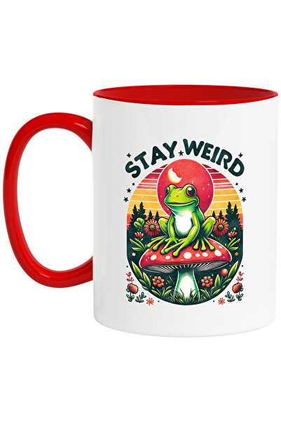 StoryGift Romania Cana cu mesajul "Stay weird", stilul hippie, cultura, ilust...