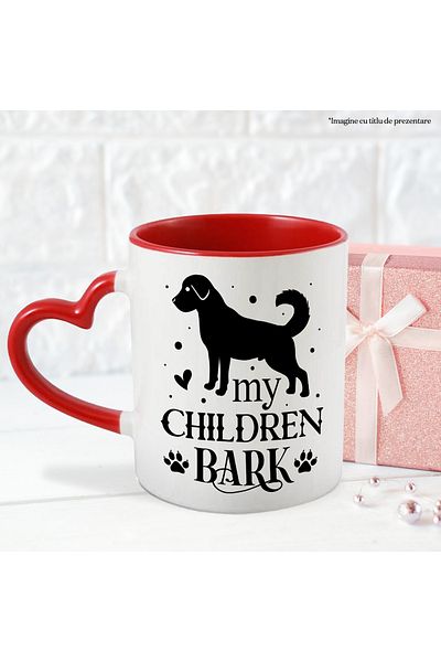 StoryGift Romania Mug for a dog breeder mother - puppy paws with Red Heart Handle, With Handle, STG.