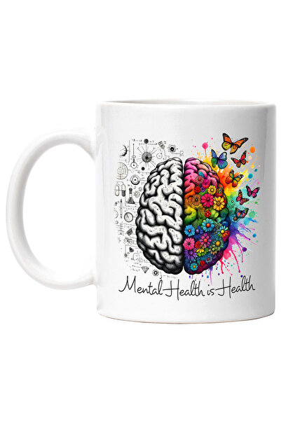 StoryGift Romania Cana cu mesajul "Mental health is health", ilustratie, moti...