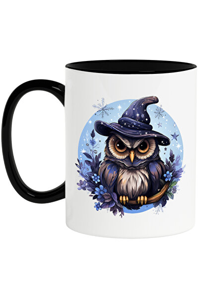 StoryGift Romania Cana cu o bufnita iritata cu palarie de vrajitoare, ilustra...