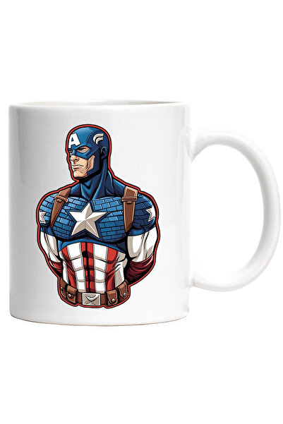 StoryGift Romania Captain America Mug, Marvel, Superheroes, Movie Lovers, Multicolor 330, With White Handle
