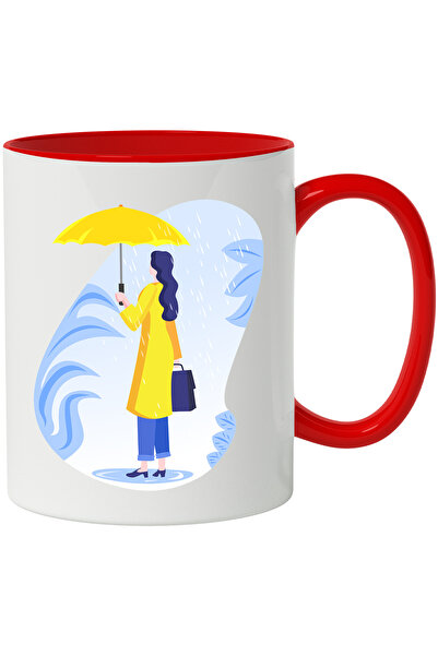 StoryGift Romania Cana Cu Servieta, Umbrela, Ploaie, Multicolor 330 ml, Ceram...