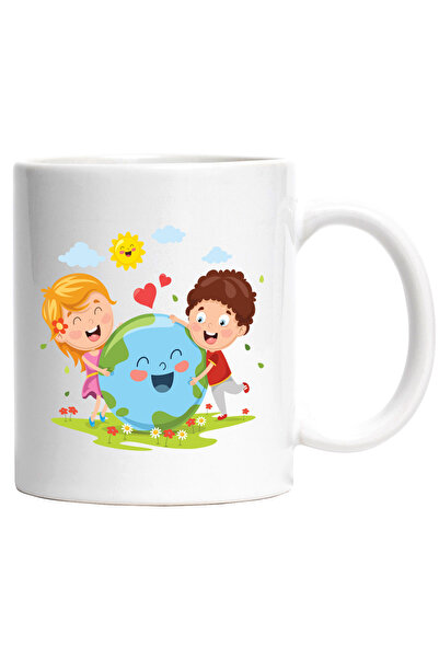 StoryGift Romania Cana Cu Planeta, Soare, Nori, Copii, Flori, Inimi, Multicol...