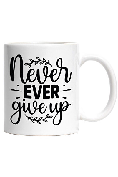 StoryGift Romania Cana cu textul in engleza "Never ever give up" - nu renunta...
