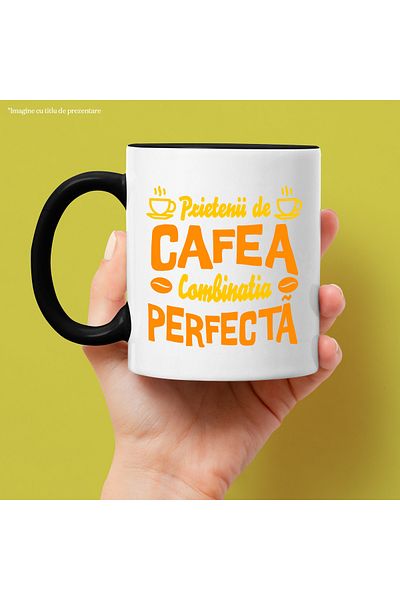 StoryGift Romania Coffee Friends Mug, Perfect Love Combination, 330ml, Ceramic with Handle, With