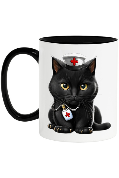 StoryGift Romania Cana cu o pisica neagra serioasa | ilustratie | medicina | ...