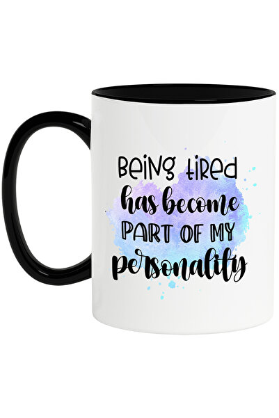 StoryGift Romania Cana cu mesajul "Being tired has become part of my personality", ilustratie, amu, Cu Maner Negru