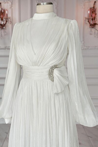 Amine Hüma Feray Abiye Elbise Ekru