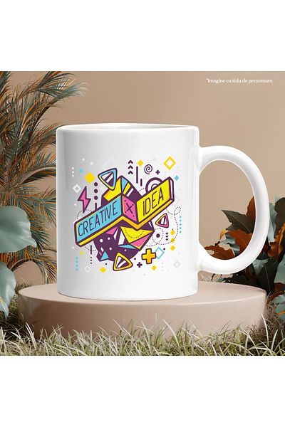 StoryGift Romania Cana Idei Creative, Cuburi, Shapes, Play station, Arta Geometrica, Ilustratie, 3, Cu Maner Alb