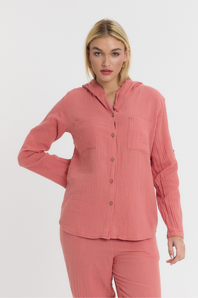 Heaven Ephesus Kadın Gömlek - Müslin Kapüşonlu Gömlek - 1030