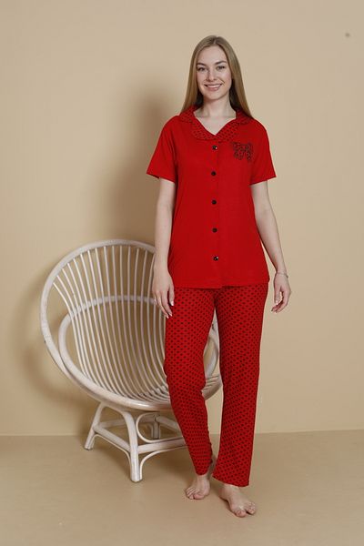 Mira Homewear Buttoned Front Printed Short Sleeve Women's Pajama Set Mr002