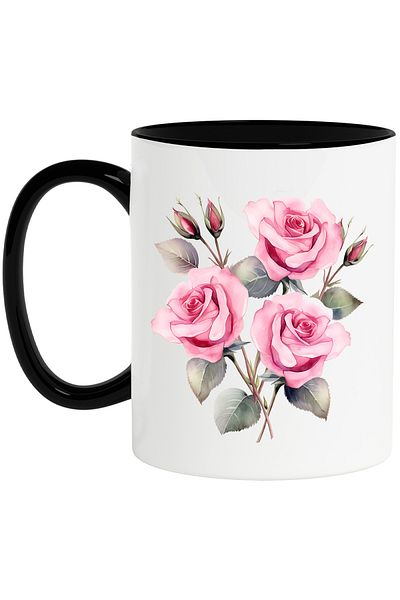 StoryGift Romania Mug with roses, flowers, illustration, garden, gift, plants, for lover, With ,STG