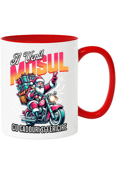 StoryGift Romania Cana cu Mos Craciun Cool Pe Motocicleta Text A Venit Mosul ...