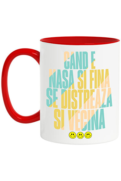 StoryGift Romania Cana cu Design Smiley Face Copii Text Cand e Nasa Si Fina S...
