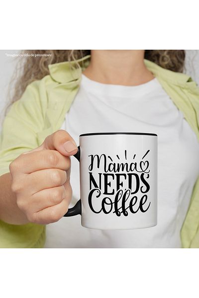 StoryGift Romania Mug with heart and the text "Mama needs coffee" - mom needs coffee, With ,STG