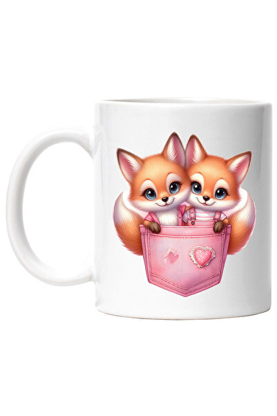 StoryGift Romania Cana cu 2 vulpite care stau intr-un buzunar, ilustratie, in...