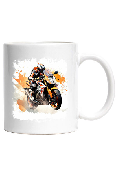 StoryGift Romania Cana Cu Motocicleta, Motocross, Casca, Watercolor, Multicol...