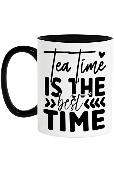 StoryGift Romania Tea Cup with English Text with Black Handle, With Black Handle