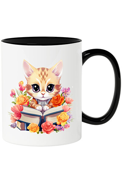 StoryGift Romania Cana cu o pisicuta care tine o carte deschisa | ilustratie ...