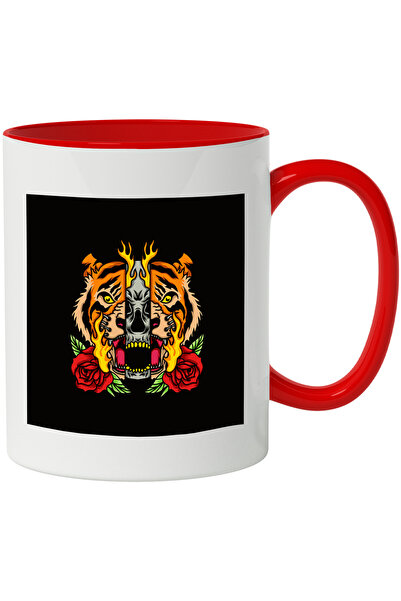 StoryGift Romania Cana Cu Tigru, Craniu, Flacari, Trandafiri, Multicolor 330 ...