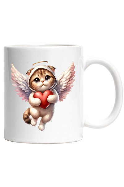 StoryGift Romania Cana cu o pisicuta vesela care tine o inima in brate | zboa...