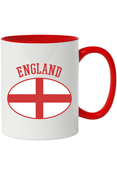 StoryGift Romania Cana Cu Mesaj In Engleza England, Anglia, Steag, Oval, Multicolor 330 ml, Cerami, Cu Maner Rosu