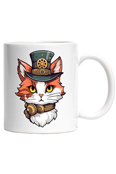 StoryGift Romania Cana Cu Pisica Roz Cu Palarie pe Cap, Fantastic, Desene Ani...