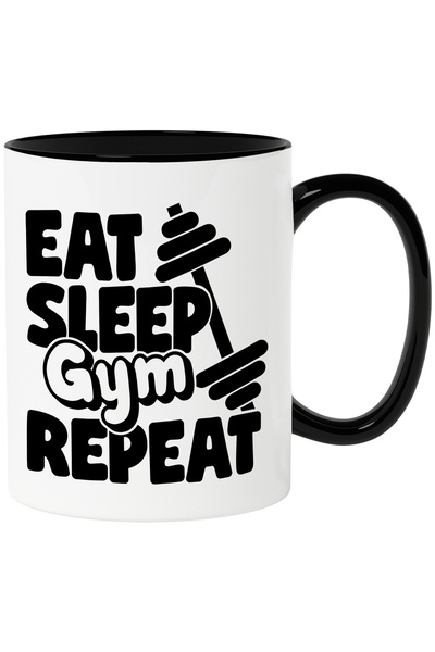 StoryGift Romania Cana cu textul "Eat, sleep, gym, repeat" - mananca, dormi, ...